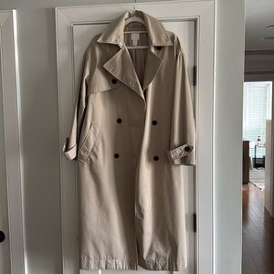 Beige Double-Breasted Trench Coat